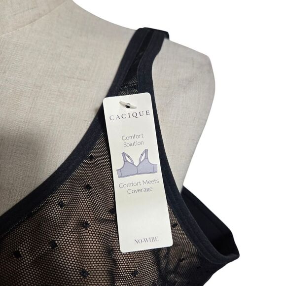 Cacique Black Lace Sheer Comfort Solution Bra Plus Size NWT - Picture 2 of 6
